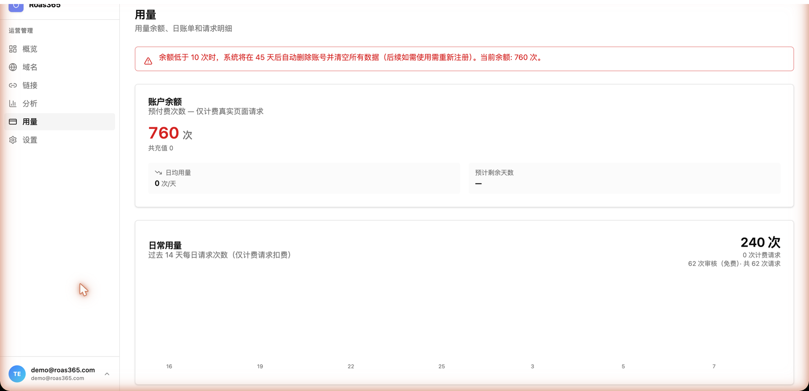 用量与计费页真实截图